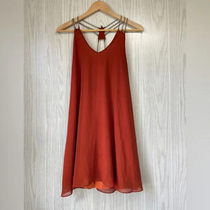 Audrey 3 + 1 Burnt Orange Dress with a Featured Chain Strap Detail Size S EUC